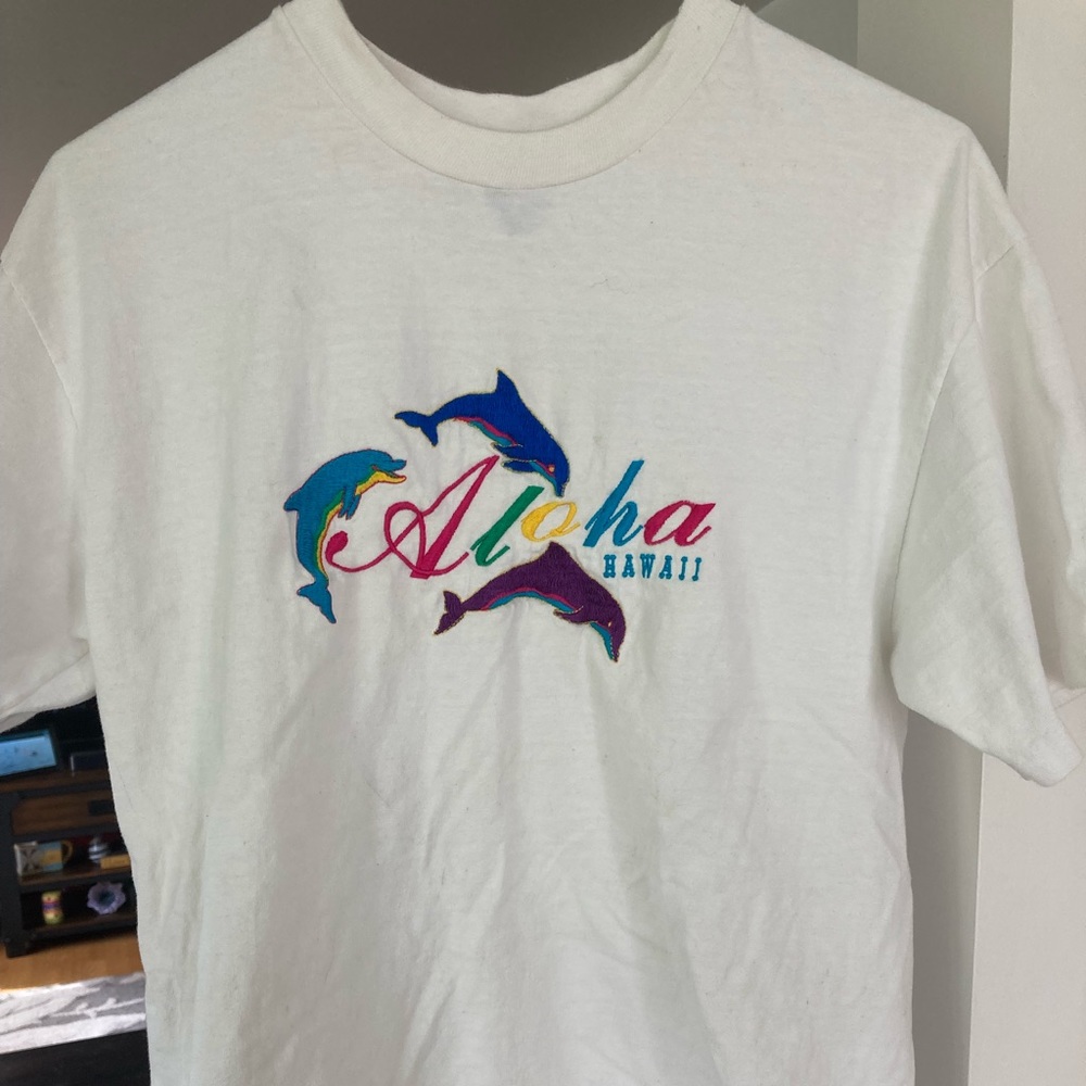 Hanes White Aloha Graphic T-Shirt